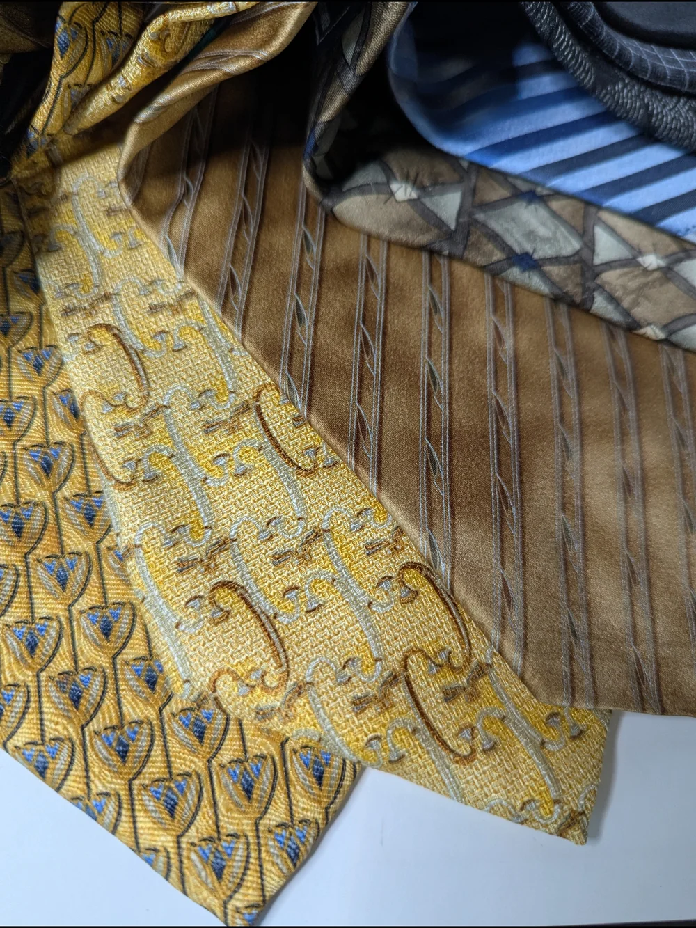 Men's Multi-Color Silk Necktie Set — Yellow, Blue, Brown & Black